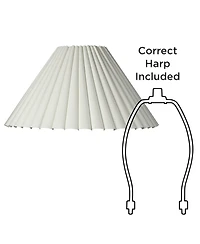 Springcrest Set of 2 Box Pleat Empire Lamp Shades Antique White Large 7" Top x 20.5" Bottom x 10.75" High Spider Harp and Finial
