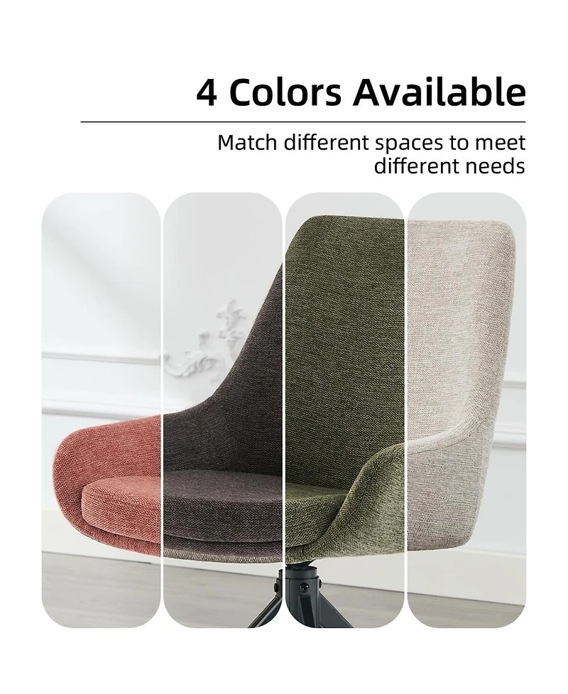 Dyhome Swivel Dining Chairs Set of 2, Mid Century Modern Room with Metal Frame, Linen Upholstered Back Side Chair