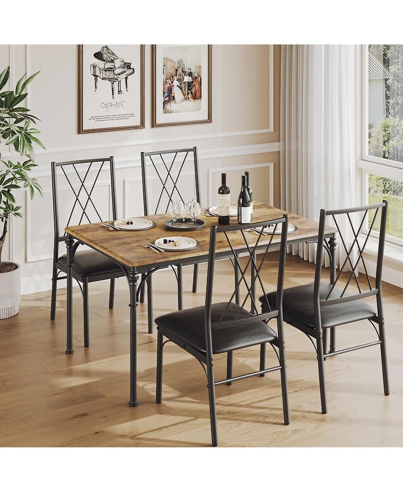 gaomon Dining Table Set for 4, Modern Kitchen Table and Chairs Set of 4,Designed to Comfortably Accommodate 4 to 6 People, Perfect for Small Spaces Li