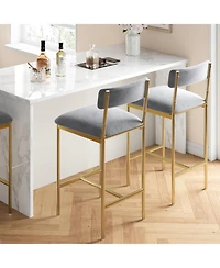 Bar Stools Set of 2, Upholstered Counter Height Bar Stools with Backrest and Footrest, Kitchen Barstools for Island, Counter Bar, Easy Assembly