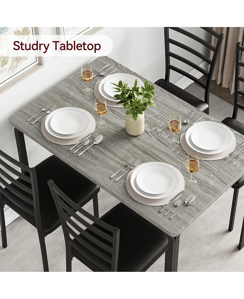 gaomon Dining Table Set for 4, 5 Piece Small Space Dining Set Table with 4 Upholstered Chairs Compact Dinette Set for 4 Kitchen & Dining Room Furnitur
