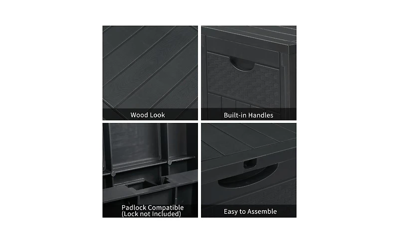 Slickblue 33 Gal Square Wood and Rattan Plastic Garden Storage Box