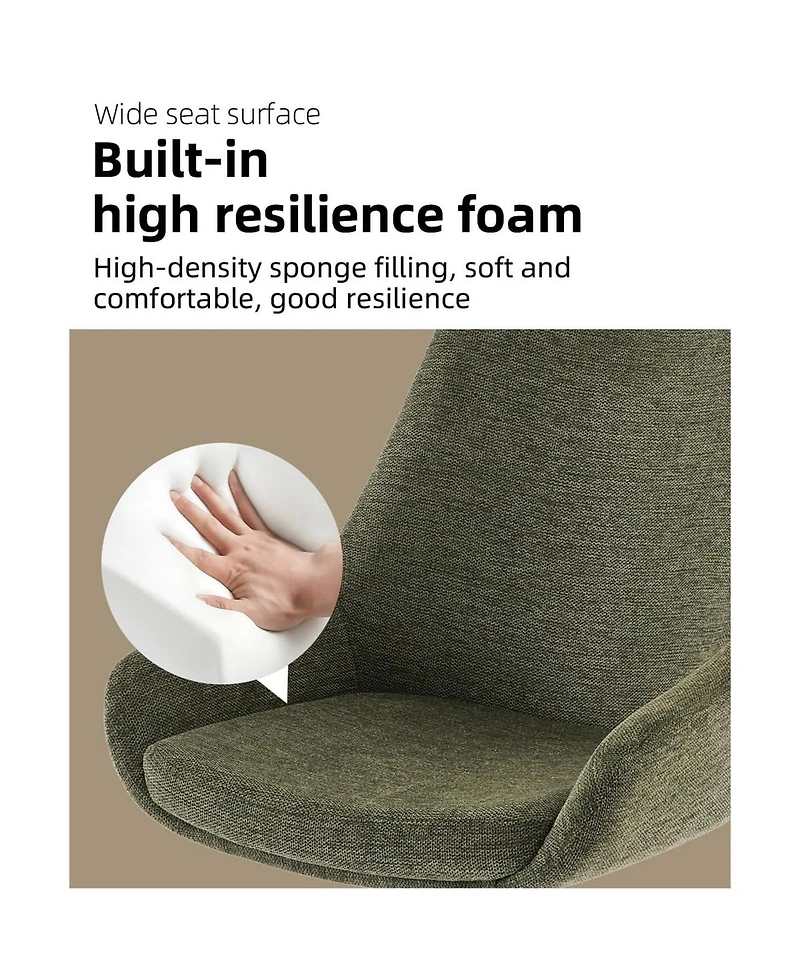 Dyhome Linen Upholstered Swivel Side Chair, Mid Century Modern Dining Chairs with Metal Frame, Set of 1