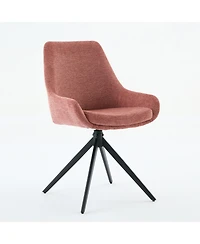 Dyhome Linen Upholstered Swivel Side Chair, Mid Century Modern Dining Chairs with Metal Frame, Set of 1