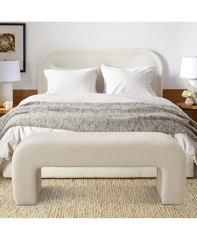 47" Upholstered Scroll Velvet Waterfall Bench/Chenille Entryway Bench-Maison Boucle