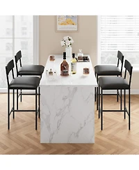Bar Stools Set of 4, Upholstered Counter Height Bar Stools with Backrest and Footrest, Kitchen Barstools for Island, Counter Bar