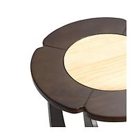 LuxenHome Dark Pine Wood Round Side and End Table