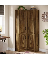 Tribesigns 70.8"Farmhouse Storage Cabinet with 4 Doors & 5 Storage Shelves, Wood Cupboard with Barn Doors