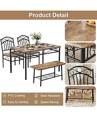 Industrial Dining Table Set for 4,Kitchen Table with Chairs Set of 4,Kitchen Table Set with 2 Chairs and Bench,4 Piece Dining Room Table Set for Small