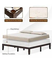 Gouun 14 Inch King Size Wood Platform Bed Frame