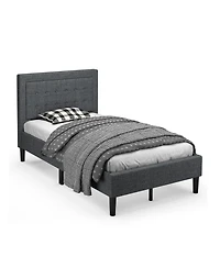 Gouun Twin Size Upholstered Bed Frame with Button Tufted Headboard