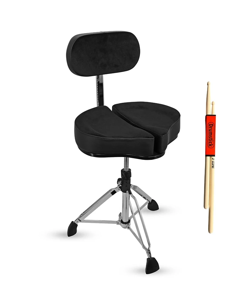 5 Core Drum Throne with Backrest Thick Padded Adjustable Guitar Stool Motorcycle Style Saddle Music Chair Seat for Adult Drummers