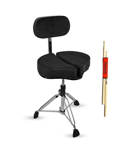 5 Core Drum Throne with Backrest Thick Padded Adjustable Guitar Stool Motorcycle Style Saddle Music Chair Seat for Adult Drummers