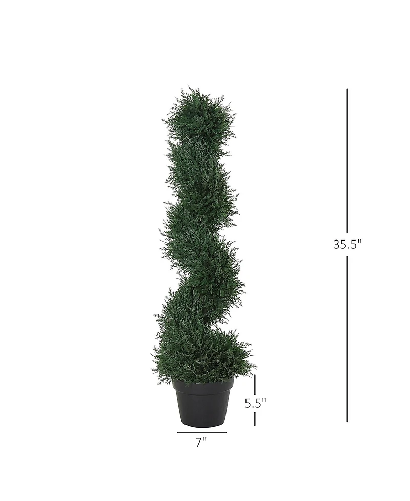 Outsunny 3FT Topiary Artificial Faux Cedar Tree Plant w Nursery Pot