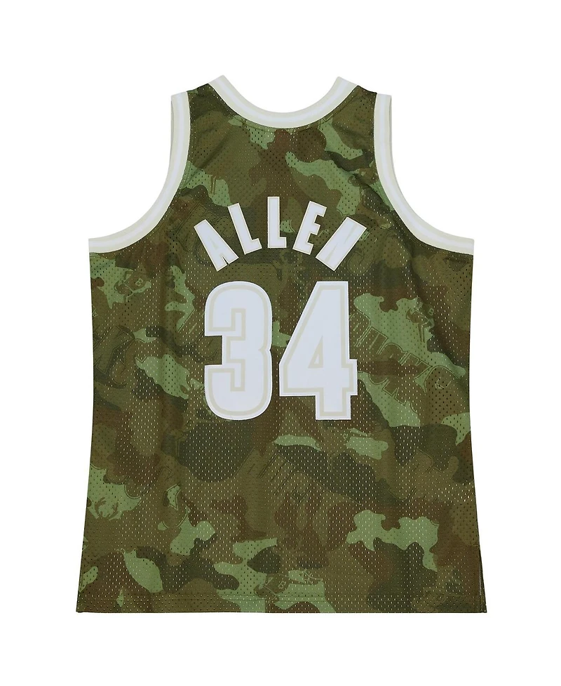 Mitchell & Ness Men's Ray Allen Camo Milwaukee Bucks Hardwood Classics 2000/01 Ghost Green Swingman Jersey