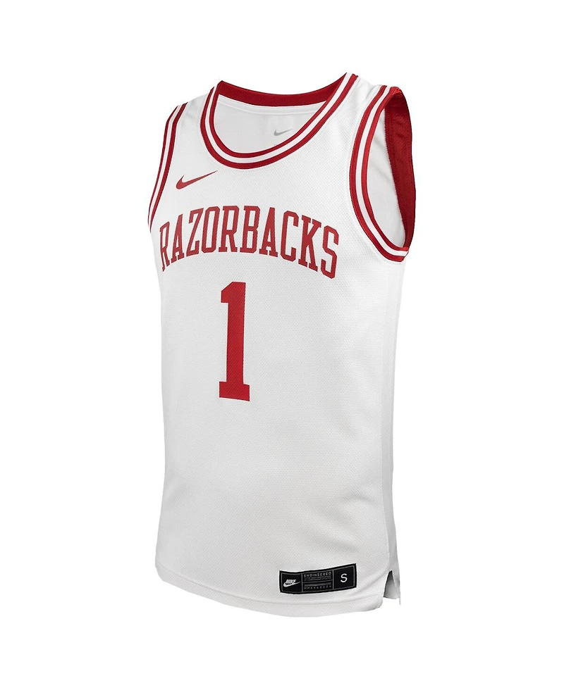 Nike Men's 1 White Arkansas Razorbacks Replica Basketball Jersey