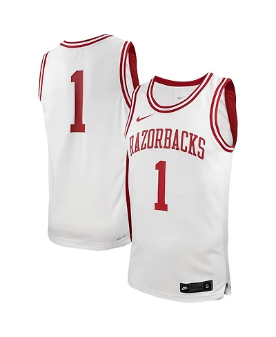 Nike Men's 1 White Arkansas Razorbacks Replica Basketball Jersey