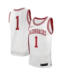 Nike Men's 1 White Arkansas Razorbacks Replica Basketball Jersey