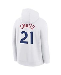 Nike Big Boys and Girls Joel Embiid White Philadelphia 76ers 2024/25 City Edition Name Number Pullover Hoodie