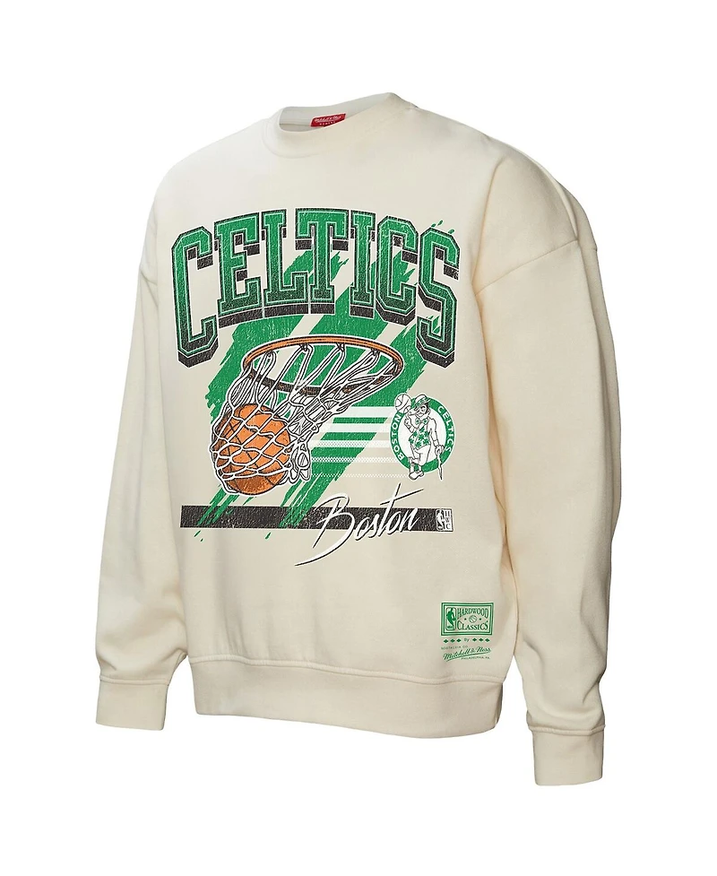 Mitchell & Ness Women's Cream Boston Celtics Brush Bucket Pullover Sweatshirt