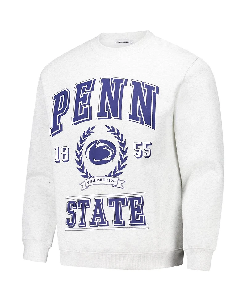 Established & Co. Men's and Women's Ash Penn State Nittany Lions Vintage Crest Pullover Sweatshirt