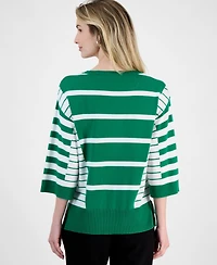 T Tahari Women's Striped 3/4-Sleeve Sweater