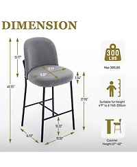 Dyhome Bar Stools Set of 3, 28 Inches Modern Counter Height Bar Stools with High Back Metal Legs, Upholstered Tall Barstools for Kitchen Island, Cafe,