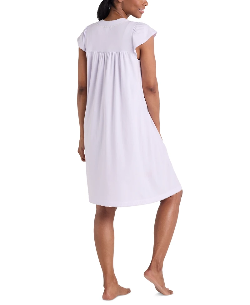 Miss Elaine Women's Embroidered Short-Sleeve Nightgown