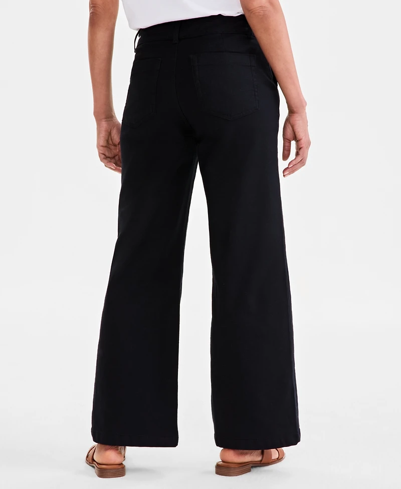 Style & Co Petite Mid-Rise Dobby Twill Wide-Leg Pants, Exclusively at Macy's