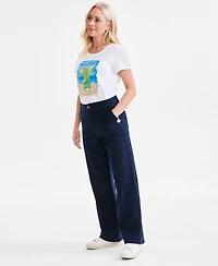 Style & Co Petite Mid-Rise Dobby Twill Wide-Leg Pants, Exclusively at Macy's