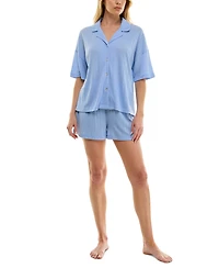 Roudelain Women's Knitted Gauze Short Pajama Set