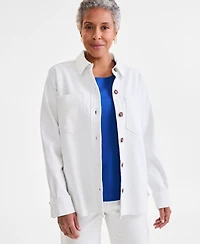 Style & Co Petite Dobby Long-Sleeve Button-Front Shacket, Exclusively at Macy's