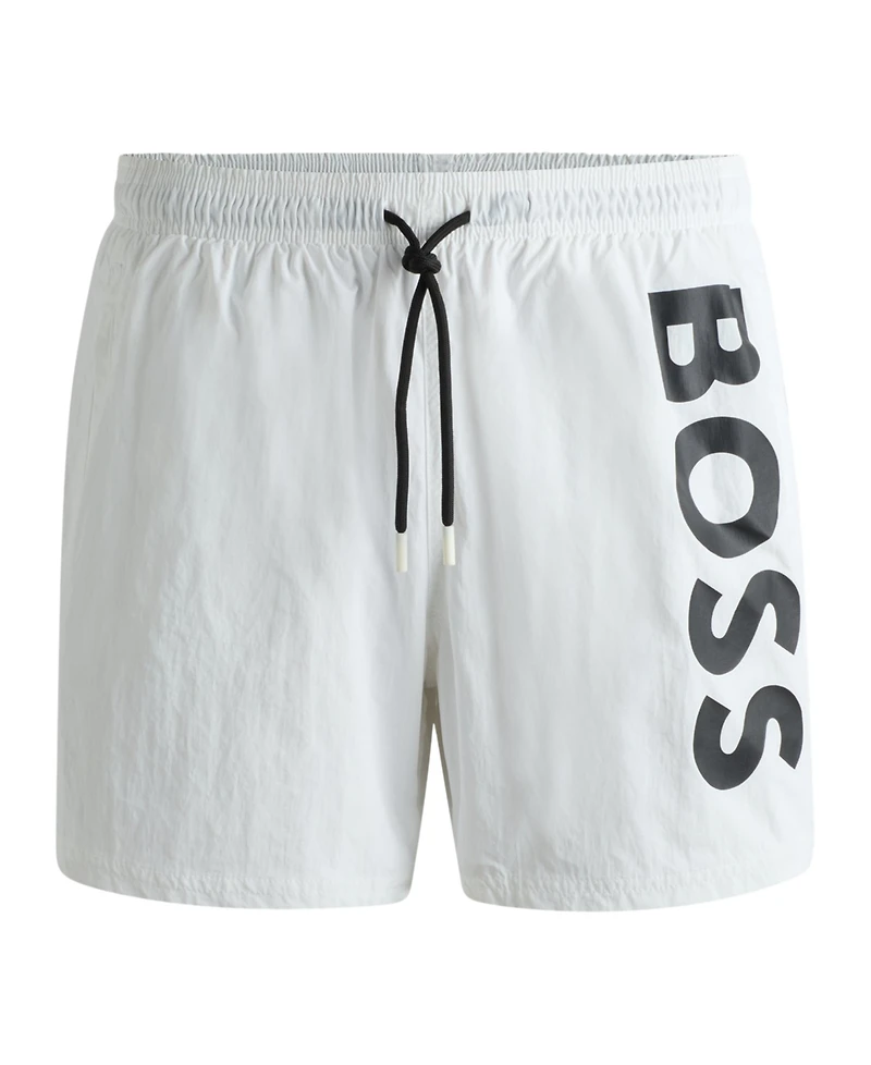 Boss by Hugo Boss Men's Vertical-Logo Quick-Dry Poplin Swim Shorts