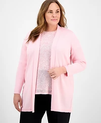 Anne Klein Plus Sonoma Open-Front Long-Sleeve Cardigan
