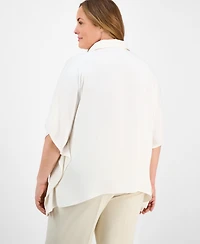 Anne Klein Plus Dolman-Sleeve Vented-Hem Blouse