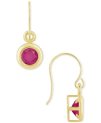 Sapphire Bezel Fish Hook Drop Earrings (3/4 ct. t.w.) 10k Gold (Also Available Ruby & Emerald)
