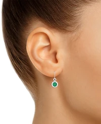 Sapphire Bezel Fish Hook Drop Earrings (3/4 ct. t.w.) 10k Gold (Also Available Ruby & Emerald)