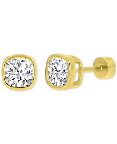 Cubic Zirconia Cushion-Cut Stud Earrings (2-1/2 ct. t.w.) 14k Gold-Plated Sterling Silver