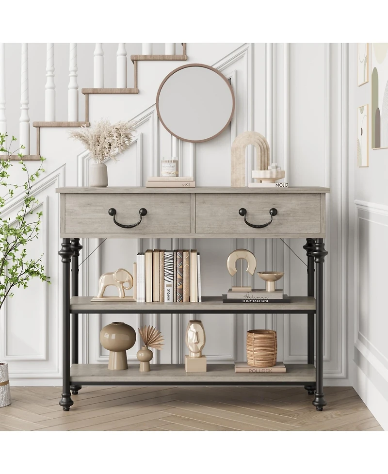 Gaomon Console Tables for Entryway, Small Entryway Table with 2 Drawers, Narrow Storage Shelves Living Room, Hallway Table, Sof