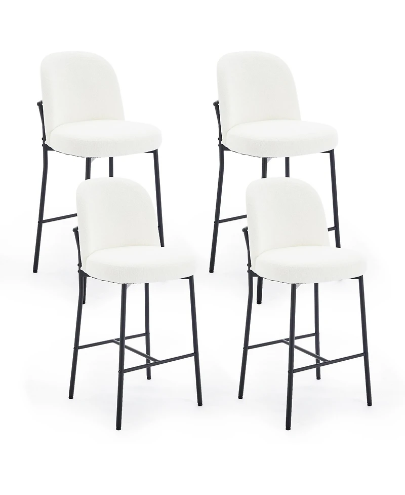 Dyhome Bar Stools Set of 4, 28 Inches Modern Counter Height Bar Stools with High Back Metal Legs, Upholstered Tall Barstools for Kitchen Island, Cafe,