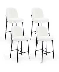 Dyhome Bar Stools Set of 4, 28 Inches Modern Counter Height Bar Stools with High Back Metal Legs, Upholstered Tall Barstools for Kitchen Island, Cafe,