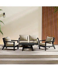 Outdoor 5-Piece Black Modular Sectional Patio Furniture Sofa Set