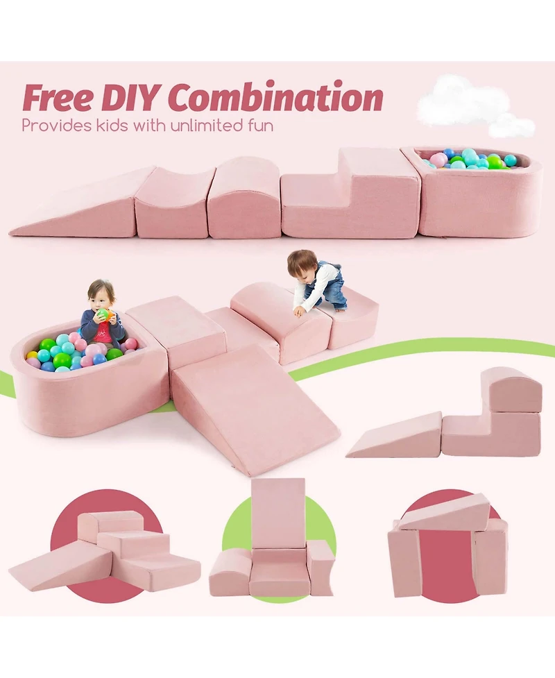 5PCS Climb and Crawl Playset with Ball Pit for Kids Zippers for Playroom
