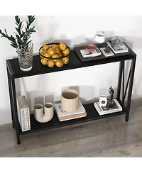 gaomon Side Table Entryway Table 2-Tier Console Table with Storage Narrow Sofa Table with V Design 43" Industrial Console Table for Hallway Entryway L