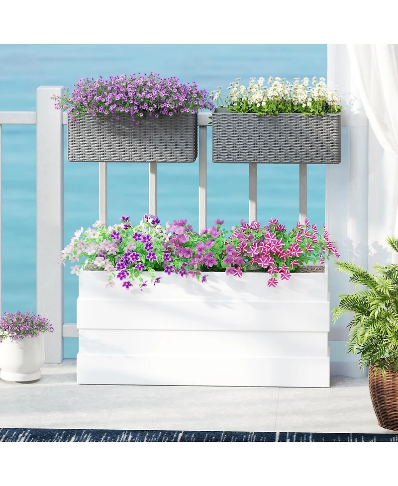 Outsunny Railing Planter Box (2 Pack, 20 Inch), Rat Look,