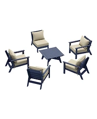 WestinTrends Outdoor 6-Piece Navy Blue Modular Sectional Patio Furniture Sofa Set