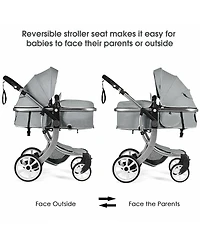 Costway Baby Folding Aluminum Bassinet Reversible Stroller