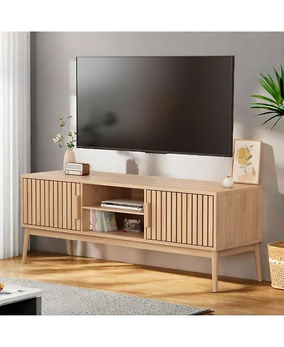 gaomon Boho Tv Stand for Tv up to 50", Farmhouse Television Console Table Entertainment Center