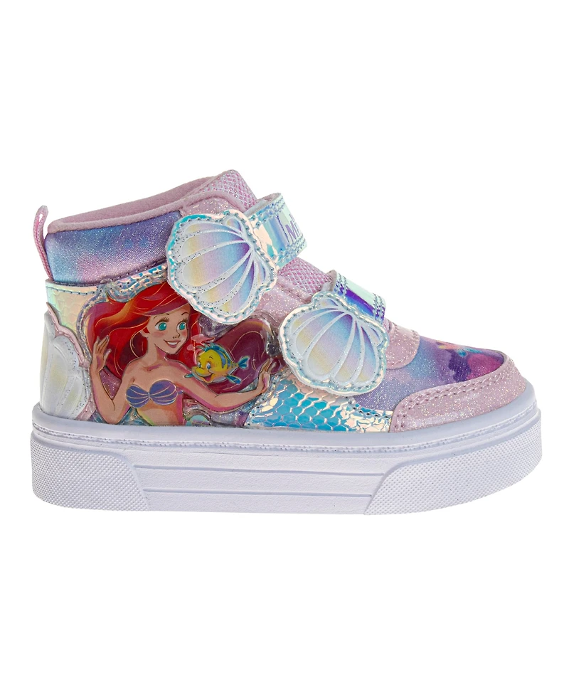 Disney Little and Toddler Girls the Little Mermaid Hook and Loop High Top Sneakers