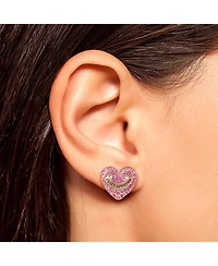 Juicy Couture Heart Crystal Stud Earrings - Gold-Tone with Crystals